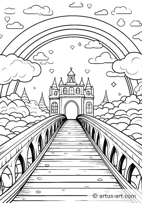 Page de coloriage Arc-en-ciel et un Pont